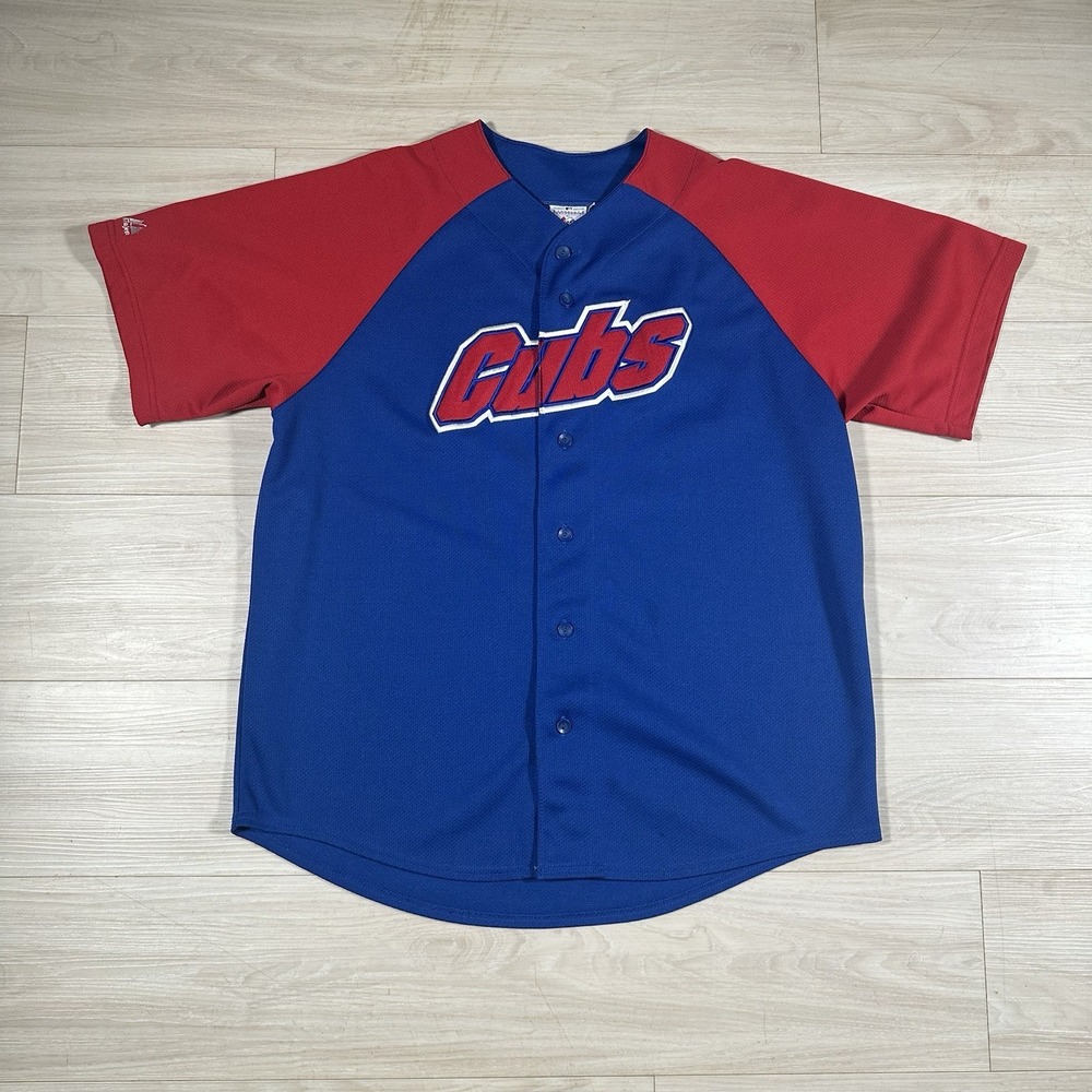 VTG Majestic Chicago Cubs Diamond Collection Jersey Blue Mens XL MLB Baseball
